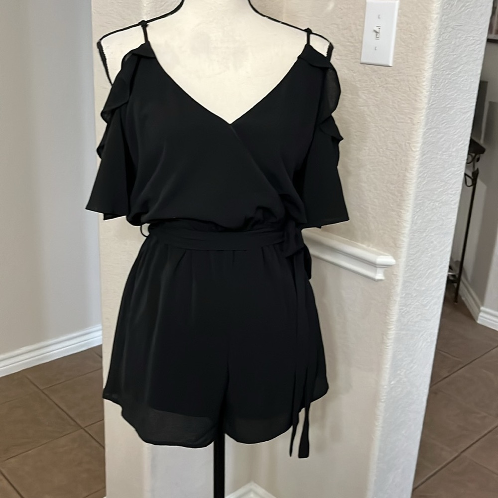 She + Sky black shirt romper Size S